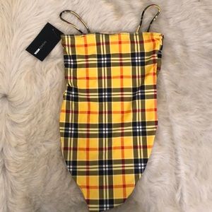 Yellow Plaid Body suit / Bathing suit